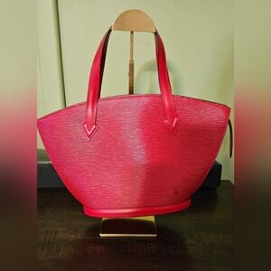 Authentic Louis Vuitton Epi Saint Jacques lipstick Red Shoulder Bag Purse COA